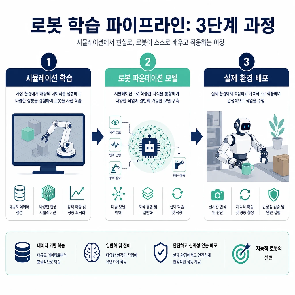 로봇 파운데이션 모델, 시뮬레이션에서 현실로 배우는 법